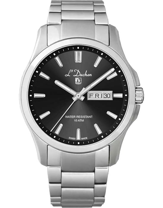 L'Duchen L'Duchen Dynamique D 261.10.31  D 261.10.31 кварцевые мужские часы черный циферблат, браслет нержавеющая сталь — вид спереди